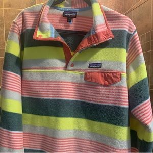 Patagonia Synchilla Painted Fitz Snap-T Pullover Fleece Sweater striped